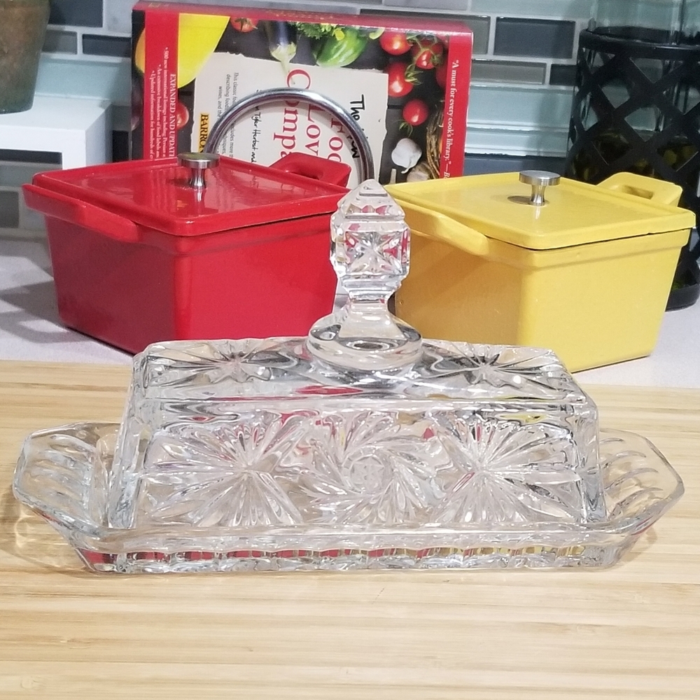 Eleanor American Cut Quarter Pound Covered Butter Dish Pinwheel Pattern